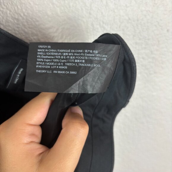 Theory Womens Heather Gray Stretch Mid Rise Straight Ankle Dress Pants Size 8 - Picture 7 of 10